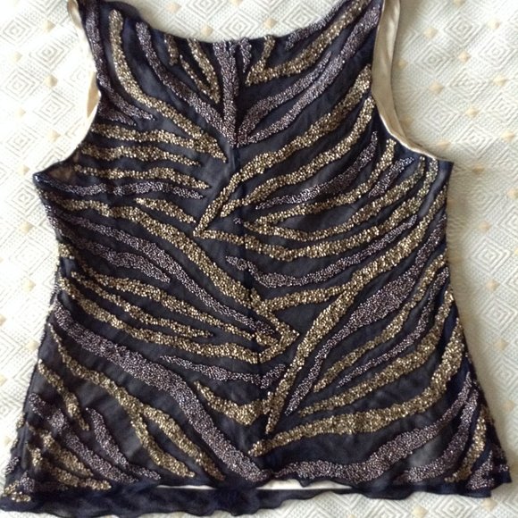 MARINA black and gold beaded blouse - Picture 3 of 6